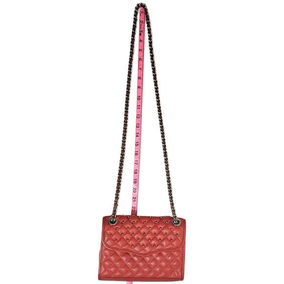 Rebecca Minkoff Red Studded Quilted Chain Adjustable Strap Crossbody Flap Bag - Picture 12 of 16